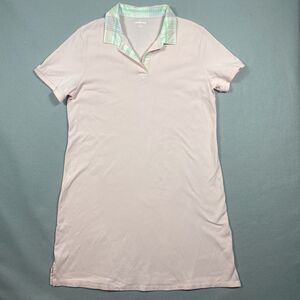 Lands End Dress Women Sz L 14-16 Pink Shirt Dress Midi Capsule Knee Length Plaid